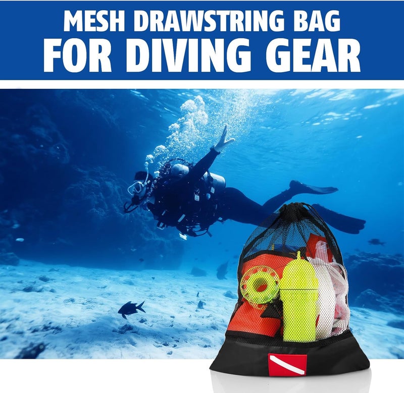 Dawitrly 2 Pcs Mesh Dive Bag, Diving Mesh Bags with Shrink Lock, Nylon Drawstring Bag for Scuba Gear, Fit for Diving, Snorkeling - Image 3